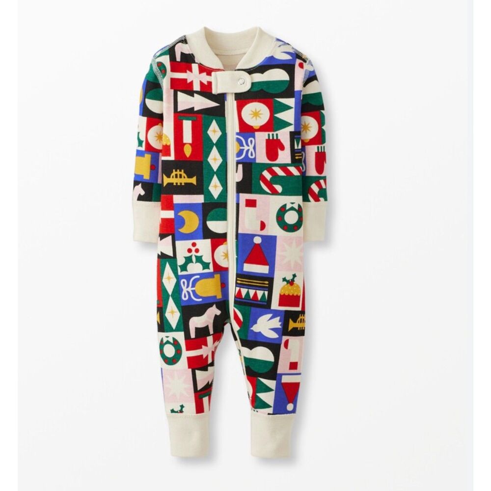 Hanna Andersson Unisex Holiday Print Baby Zip Sleeper 3-6m 100% Organic Cotton